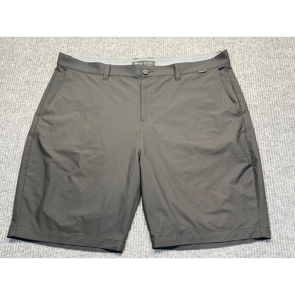 TravisMathew Mens Golf Shorts Size 42 Black Micro Grid Stretch Performance